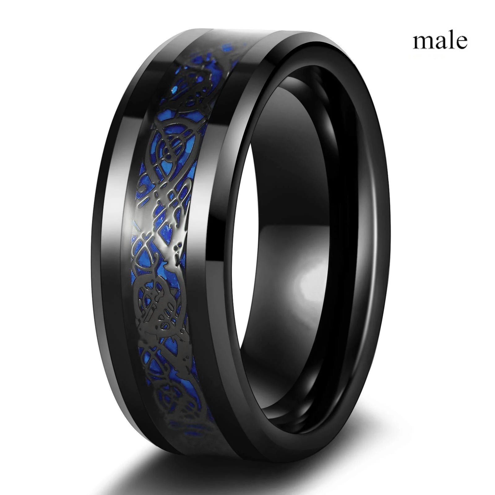Couple Rings Red Rhinestone Celtic Dragon Stainless