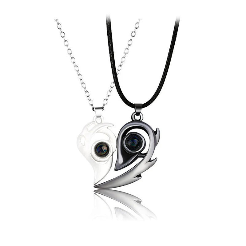 Couple Heartbeat Pendant Necklace for Couples