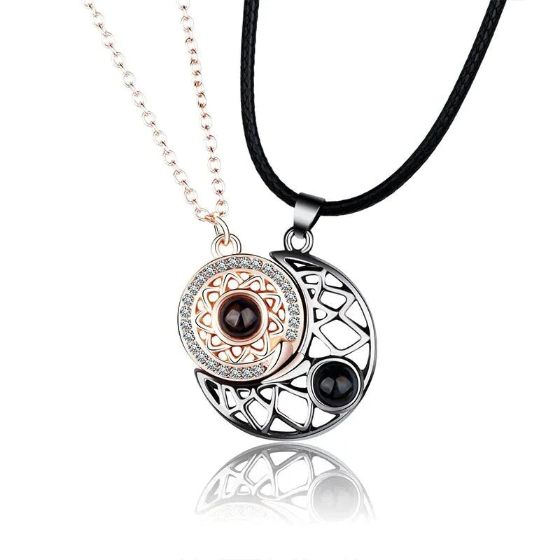 Couple Heartbeat Pendant Necklace for Couples