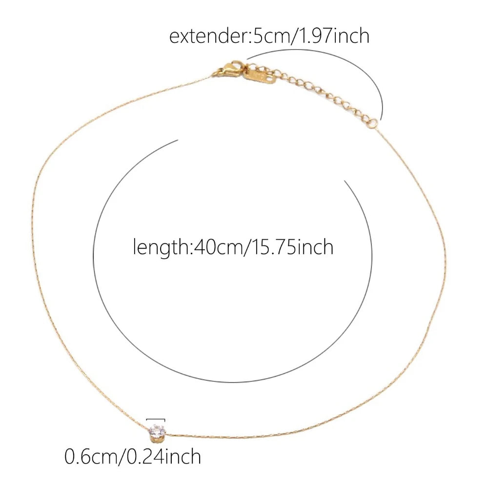 Gold Plated Zircon Minimalist Necklace for Women