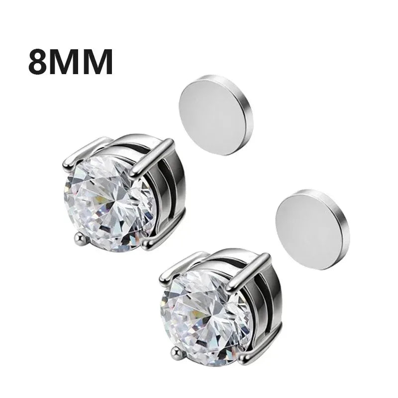 Magnetic Crystal Ear Studs – Non-Piercing Punk Earrings for Men & Women