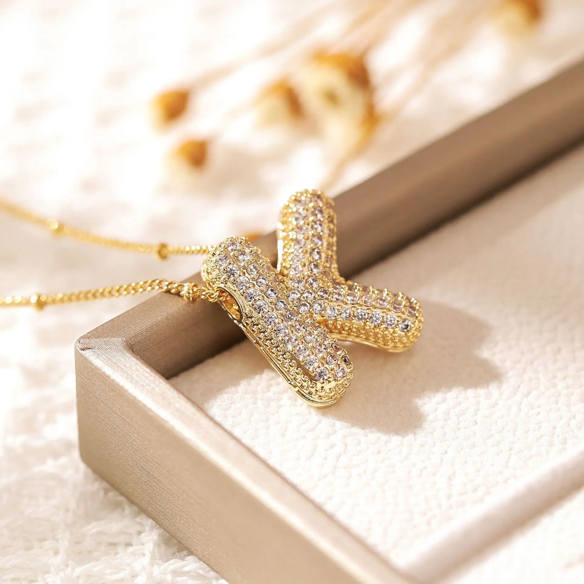 ZAKOL Gold Plated Cubic Zirconia Alphabet Necklace – Monogram Initial Jewelry for Women & Girls