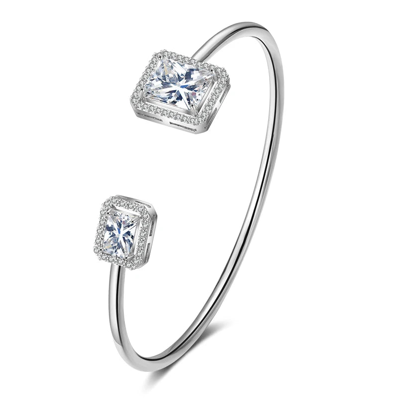 Luxury Geometric Gold Cuff Bangle – CZ Bracelet for Women