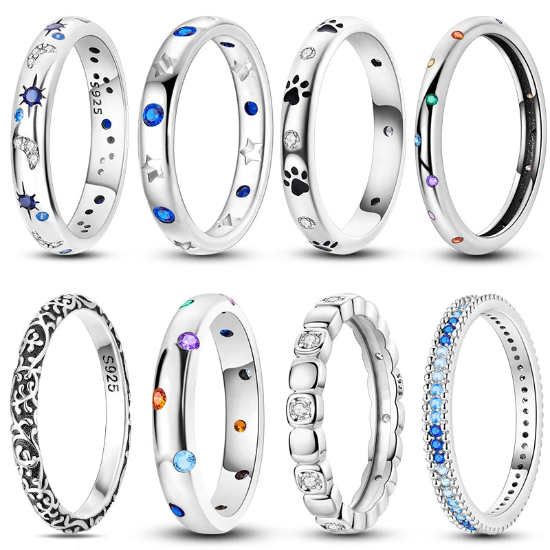 925 Silver Star Moon Colorful Zircon Ring

Product Description:
