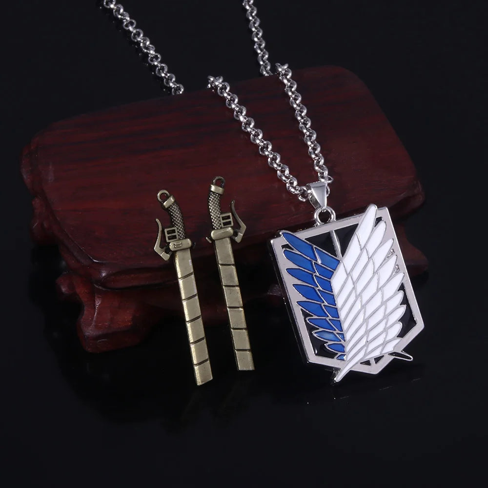 Attack on Titan Wings of Freedom Necklace – Punk Survey Corps Pendant Jewelry for Fans