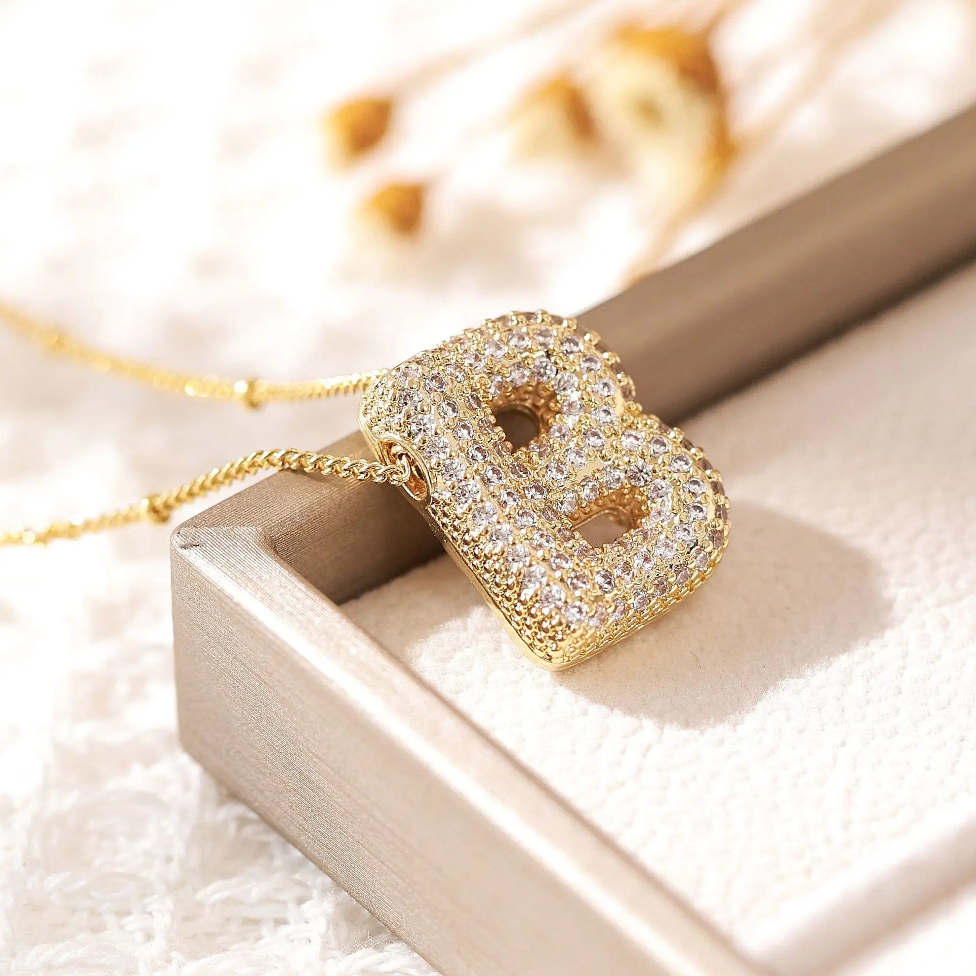 ZAKOL Gold Plated Cubic Zirconia Alphabet Necklace – Monogram Initial Jewelry for Women & Girls