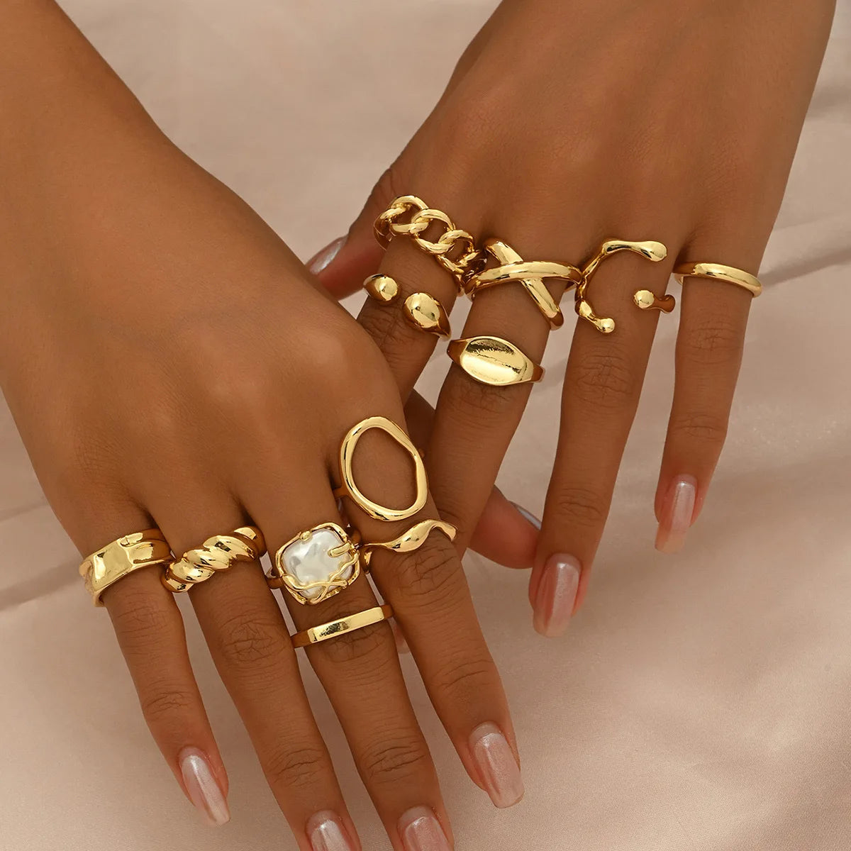 Geometric Gold Ring Set (12PCS)