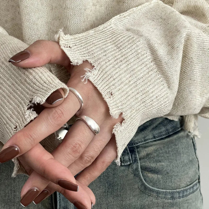 VENTFILLE 925 Silver Geometric Ring for Women