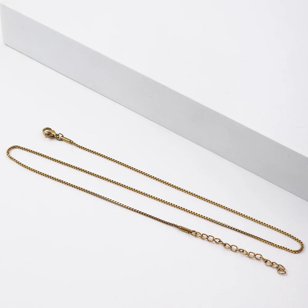 Minimalist 1.2mm Gold Stainless Steel Box Chain Necklace – Unisex Titanium Steel Fashion Jewelry