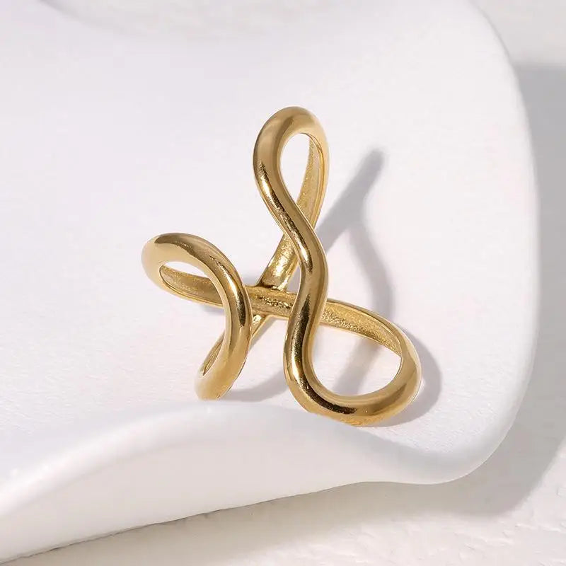 18K Gold Plated Stainless Steel Open Ring – Trendy Women’s Jewelry
