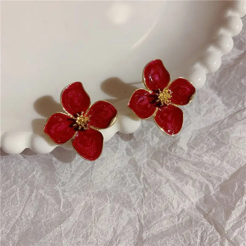 Vintage Flower Stud Earrings – Multi-Colored Jewelry for Women