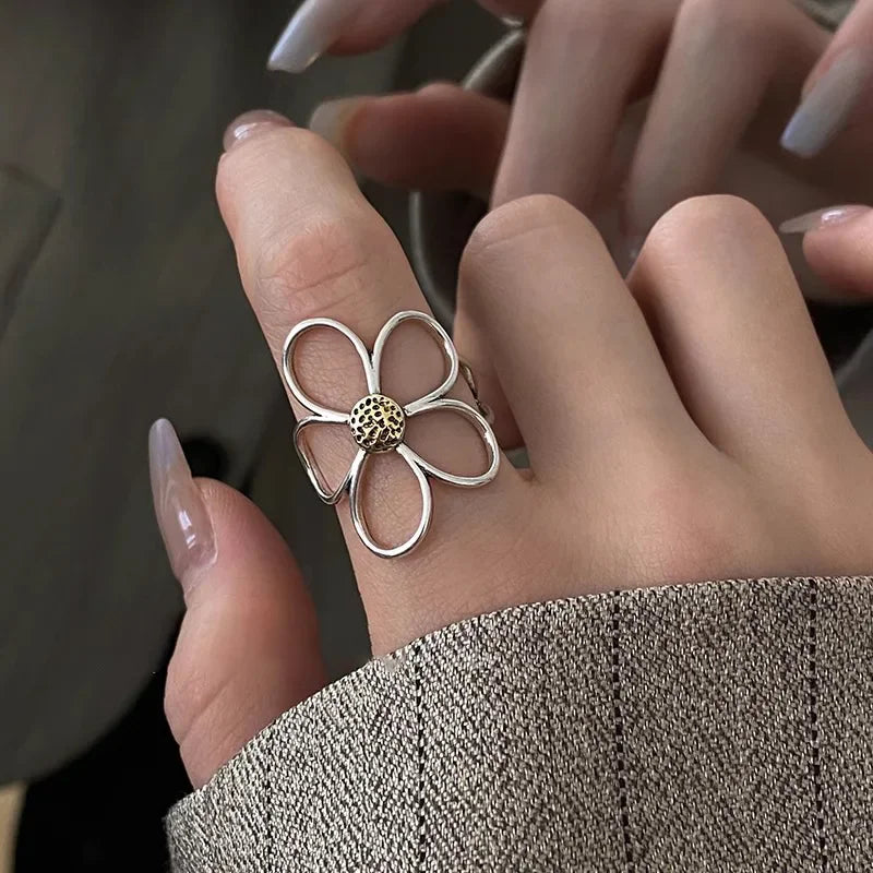 VENTFILLE 925 Silver Geometric Ring for Women