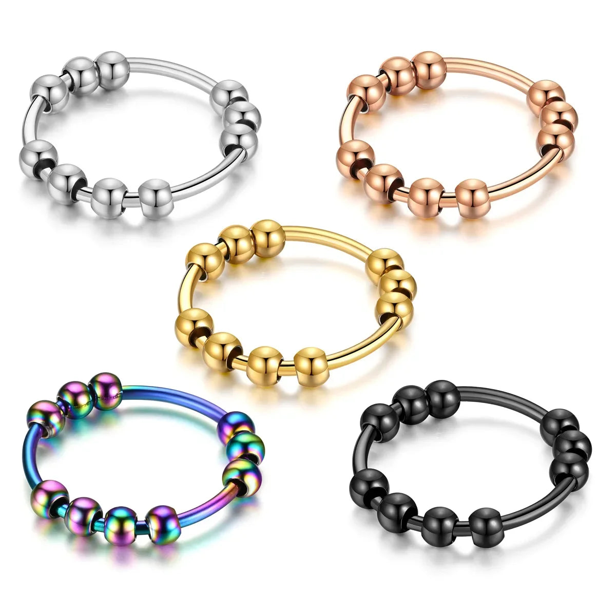 Stainless Steel Anxiety Fidget Ring for Women & Men
