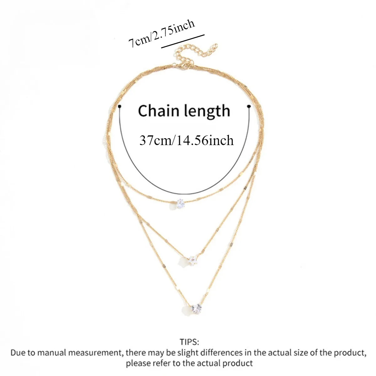 Multi-Layer Star & Heart Water Drop Necklace – Sexy Alloy & Glass Chain for Women