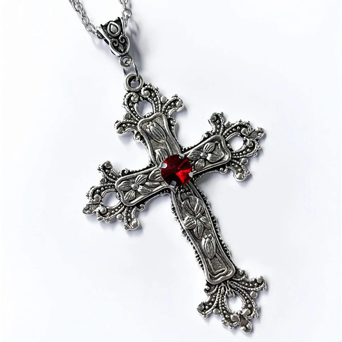 Y2K Punk Crystal Cross Necklace – Gothic Chain Jewelry for Women & Men