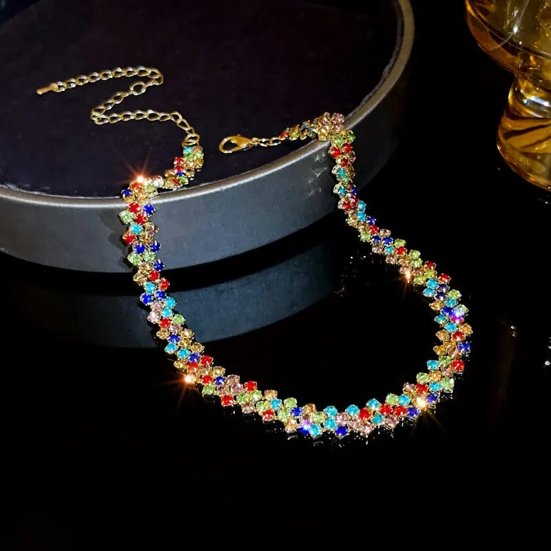 Shiny Rhinestone Choker Necklace for Women