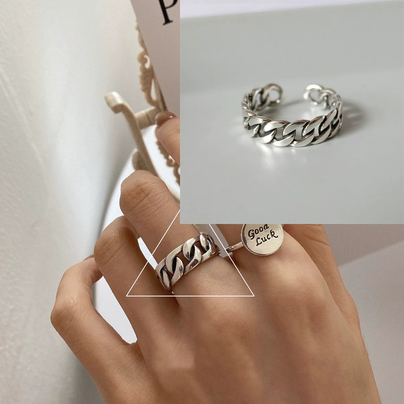 Sam Panda 925 Silver Adjustable Chain Ring