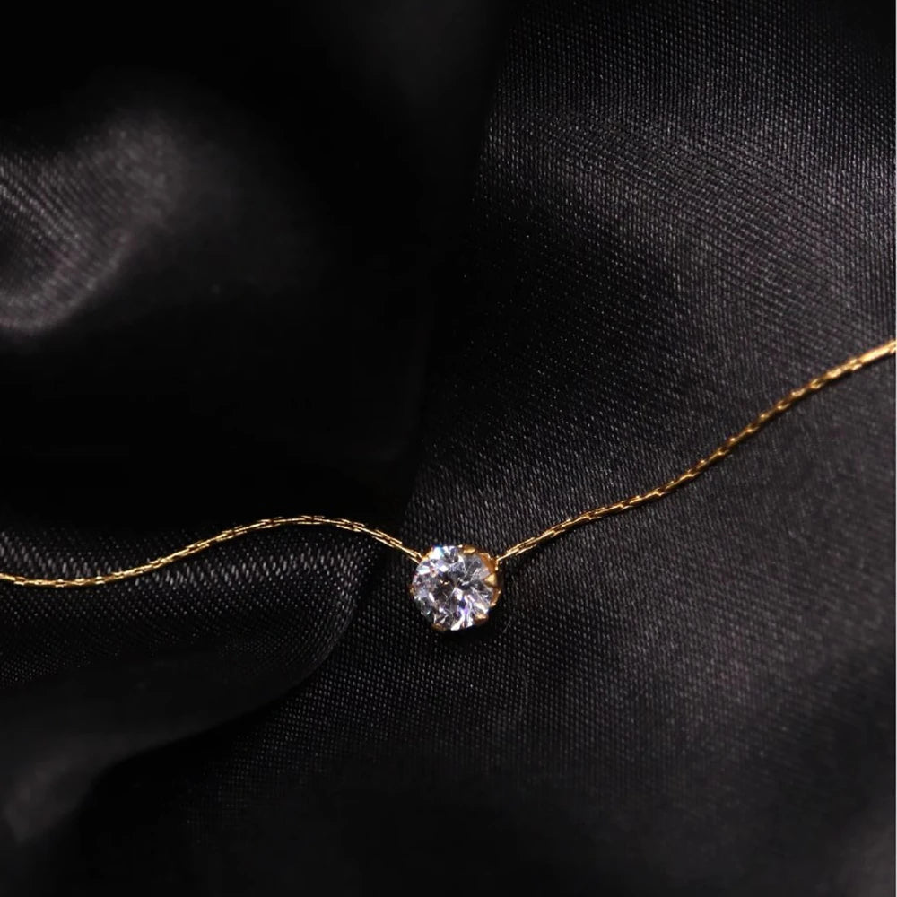 Gold Plated Zircon Minimalist Necklace for Women