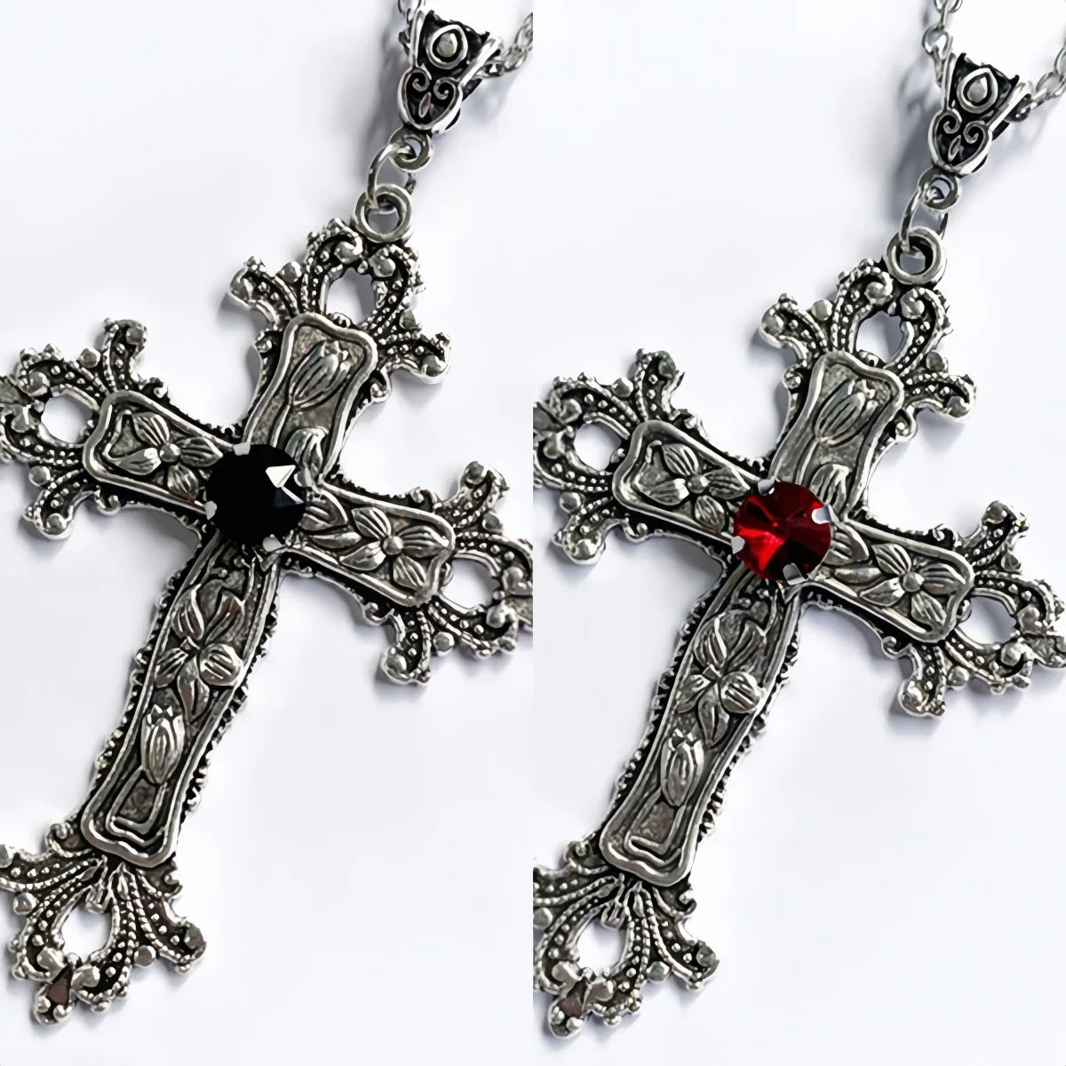 Y2K Punk Crystal Cross Necklace – Gothic Chain Jewelry for Women & Men