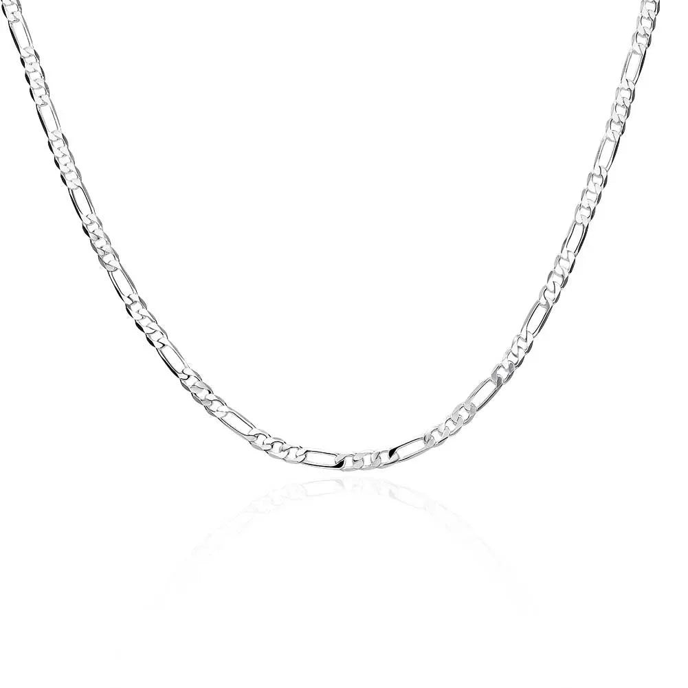 925 Silver Figaro Chain Necklace Unisex 4mm