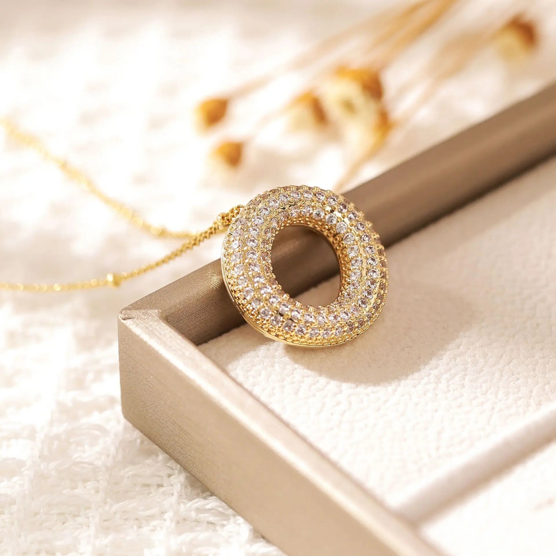 ZAKOL Gold Plated Cubic Zirconia Alphabet Necklace – Monogram Initial Jewelry for Women & Girls