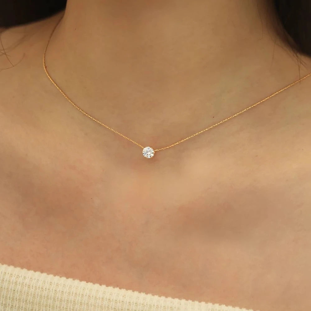 Gold Plated Zircon Minimalist Necklace for Women