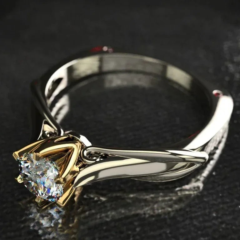 18K Gold Moissanite Ring Gemstone Wedding Jewelry