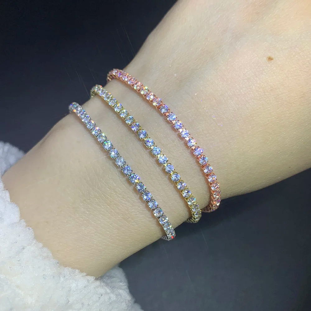 Zirconia Tennis Bracelet – Crystal Thin Chain Jewelry for Women