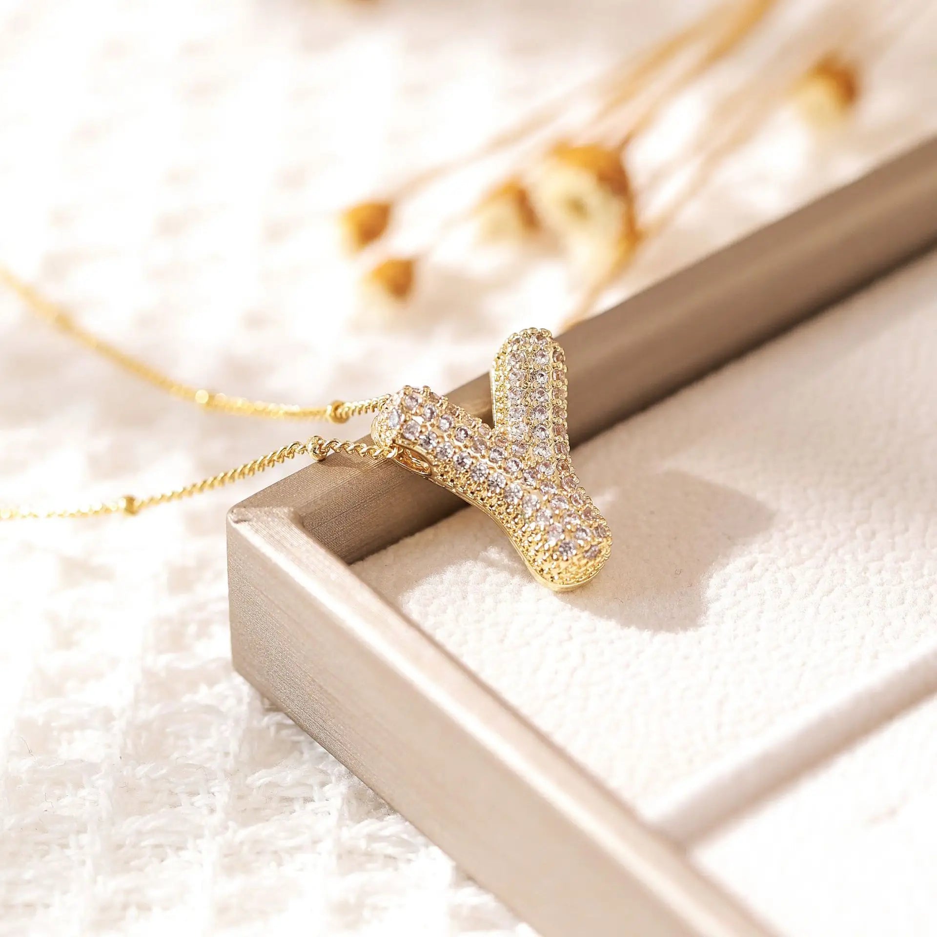 ZAKOL Gold Plated Cubic Zirconia Alphabet Necklace – Monogram Initial Jewelry for Women & Girls