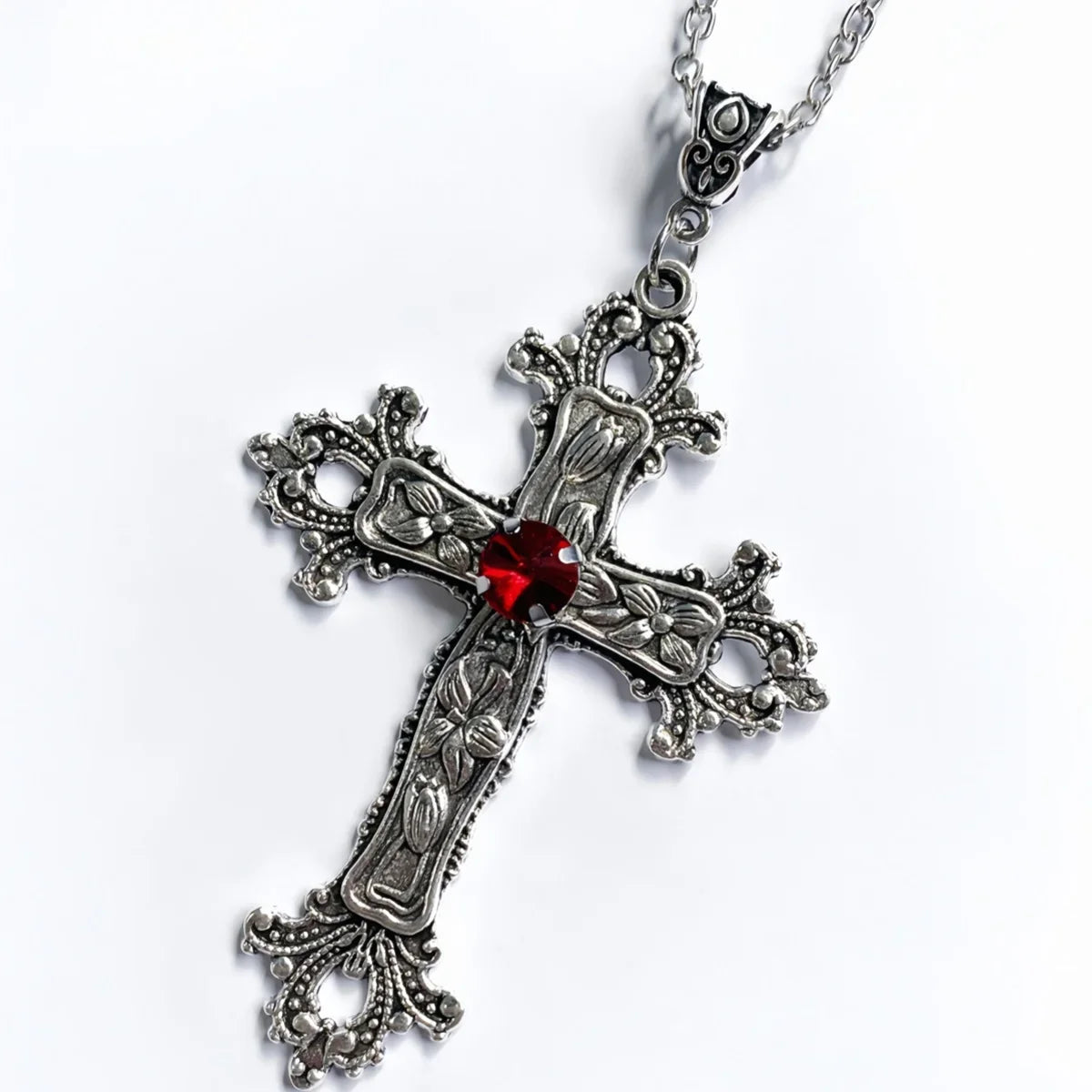 Y2K Punk Crystal Cross Necklace – Gothic Chain Jewelry for Women & Men