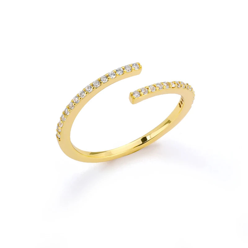 Classic Twist Zircon Stainless Steel Open Ring