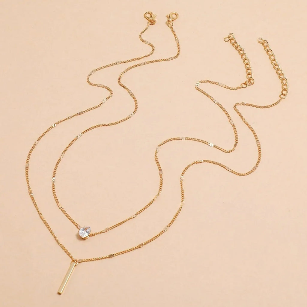 Multi-Layer Star & Heart Water Drop Necklace – Sexy Alloy & Glass Chain for Women