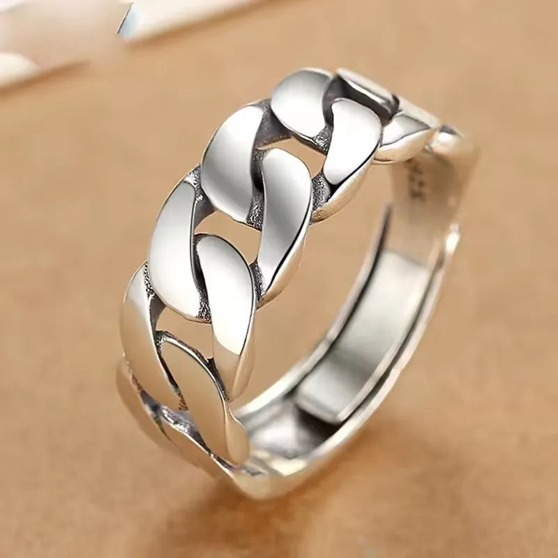Sam Panda 925 Silver Adjustable Chain Ring