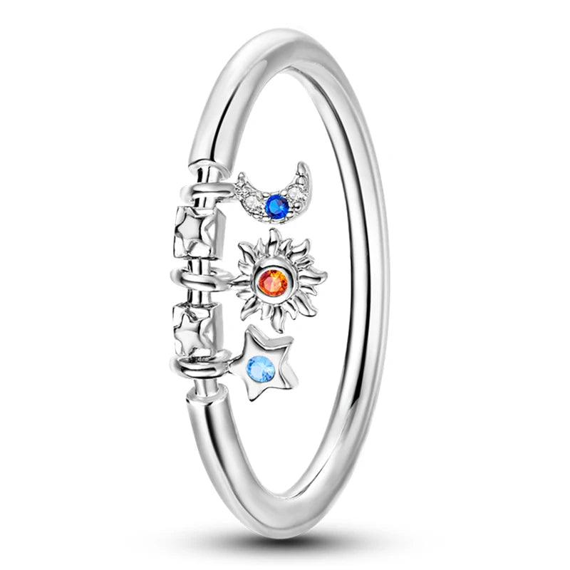 925 Silver Star Moon Colorful Zircon Ring

Product Description: