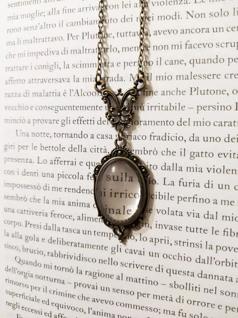 Gothic Vintage Magnifying Glass Pendant Necklace – Steampunk Victorian Jewelry for Women