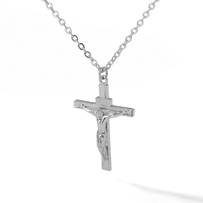 18K Gold Plated Cross Necklace – Unisex Religious Pendant Jewelry Gift