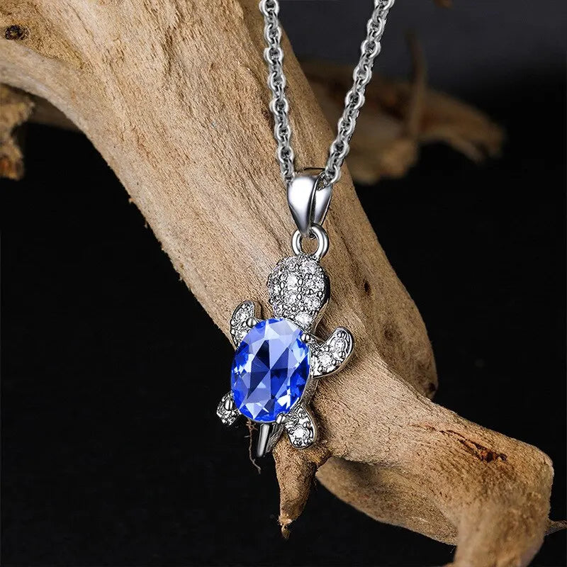 Silver Turtle Necklace & Earrings Set for Women