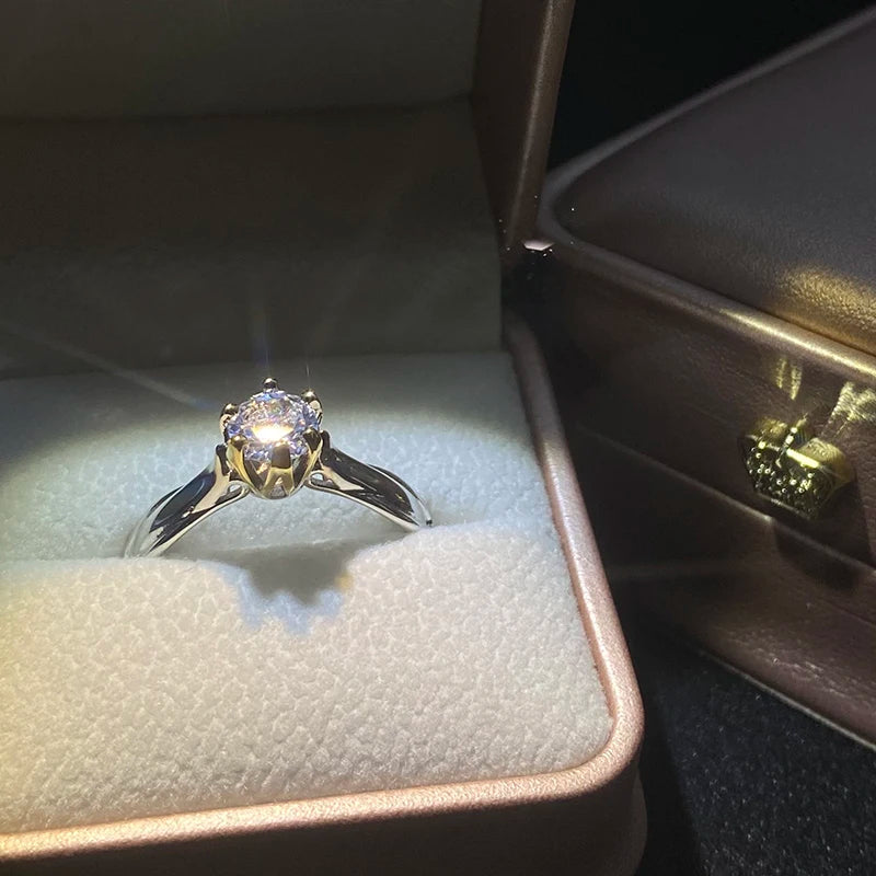 18K Gold Moissanite Ring Gemstone Wedding Jewelry
