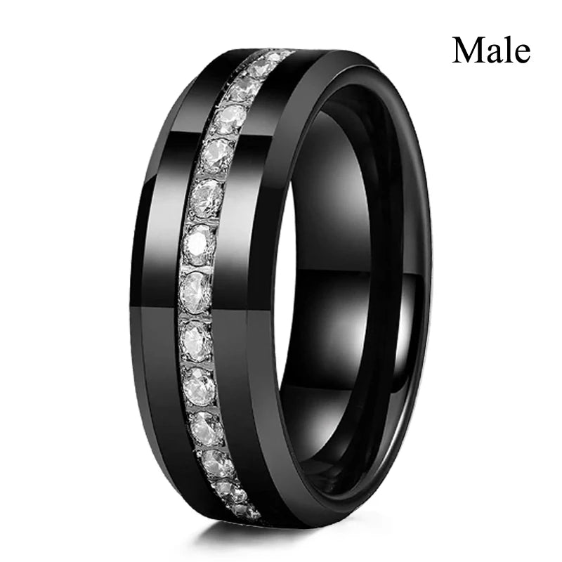 Couple Rings Red Rhinestone Celtic Dragon Stainless