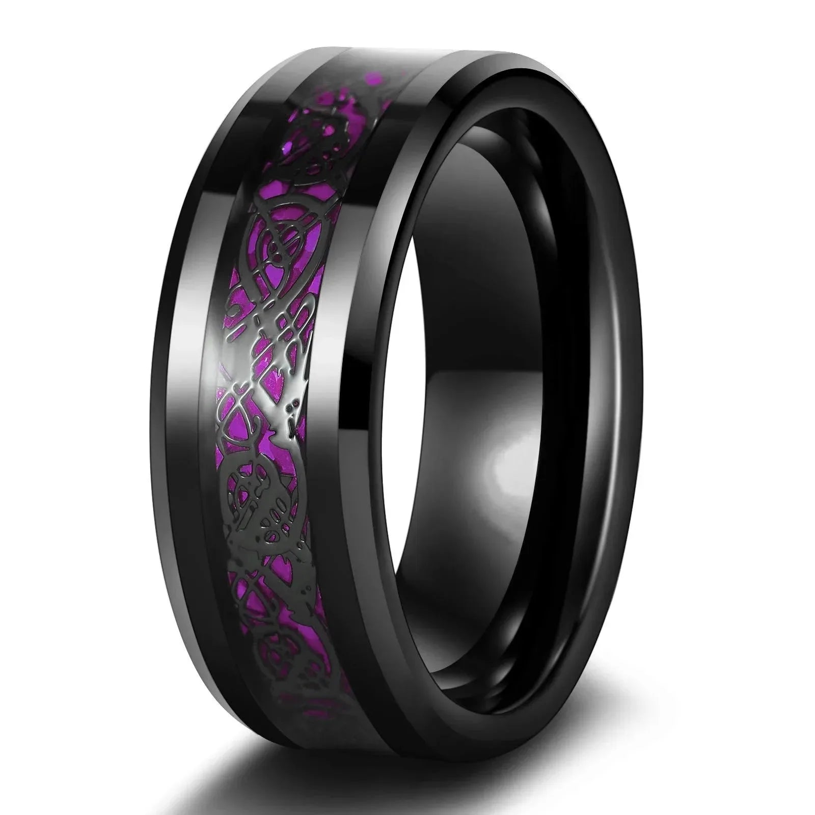 Couple Rings Red Rhinestone Celtic Dragon Stainless