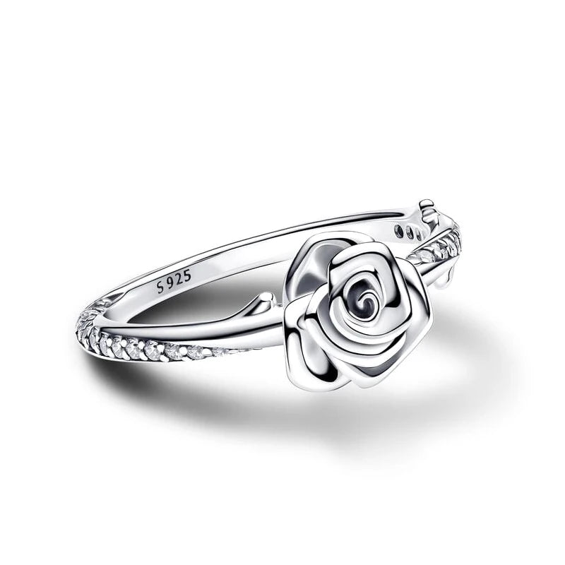 Silver Rose Bloom Ring – Elegant Women’s Jewelry