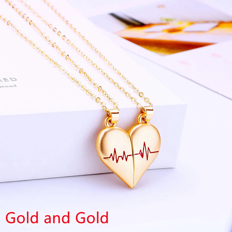Couple Heartbeat Pendant Necklace for Couples