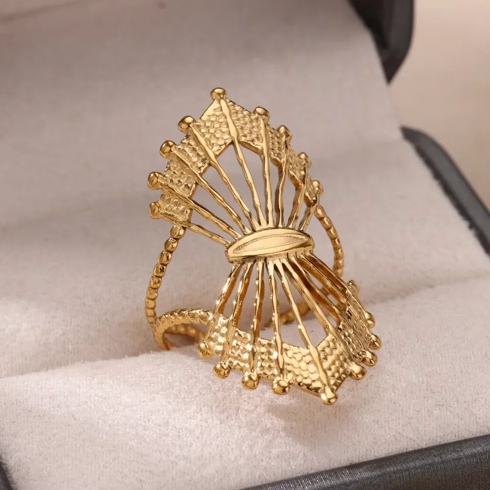 Elegant Gold Bloom Flower Open Ring