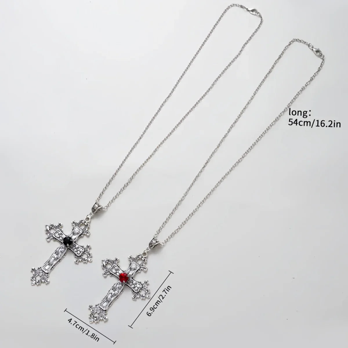 Y2K Punk Crystal Cross Necklace – Gothic Chain Jewelry for Women & Men