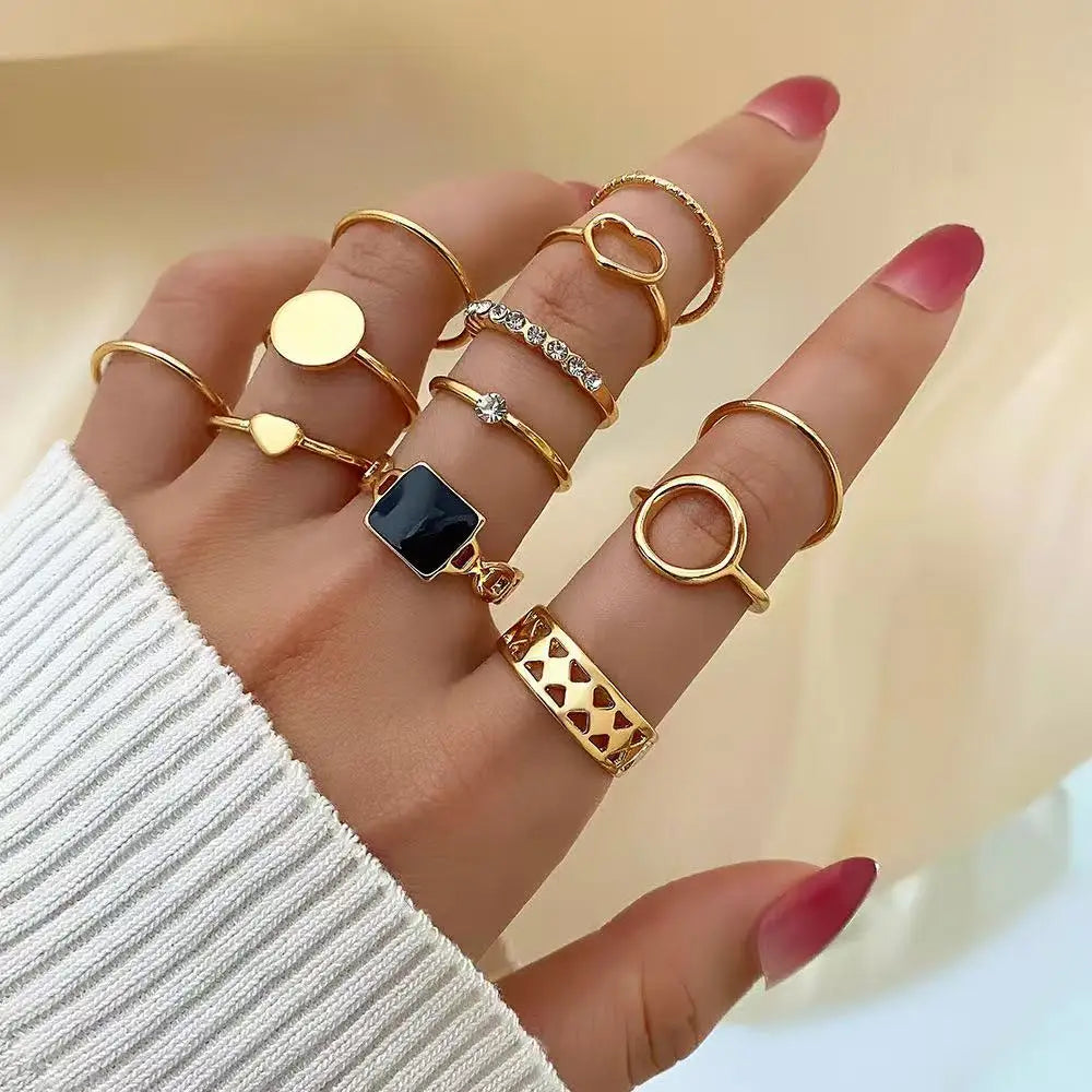 Geometric Gold Ring Set (12PCS)