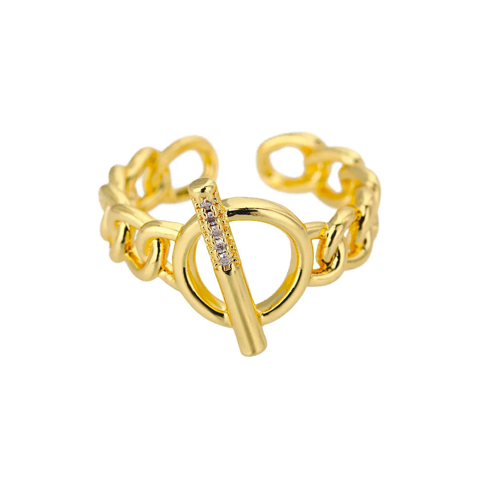 Classic Twist Zircon Stainless Steel Open Ring