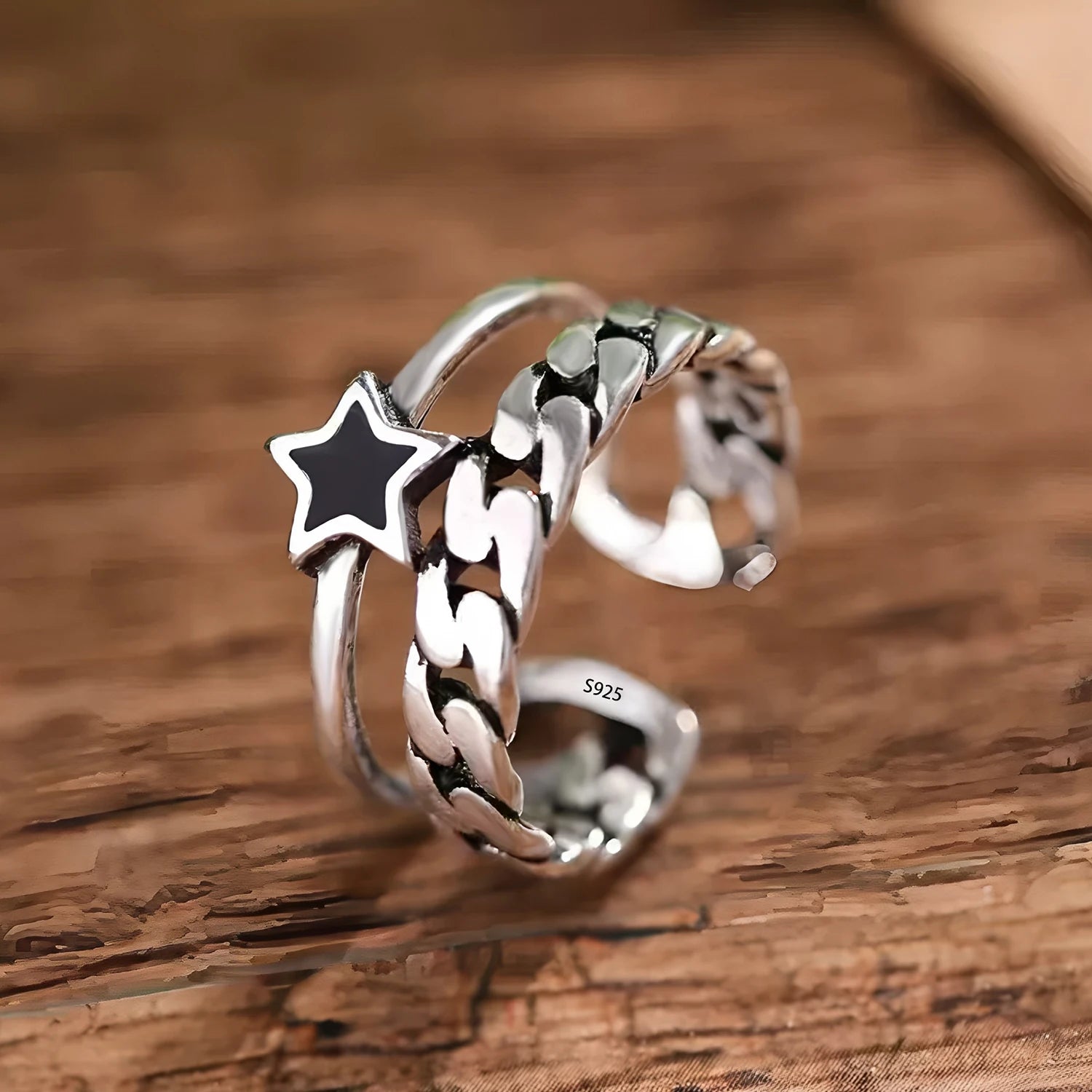 VENTFILLE 925 Silver Geometric Ring for Women