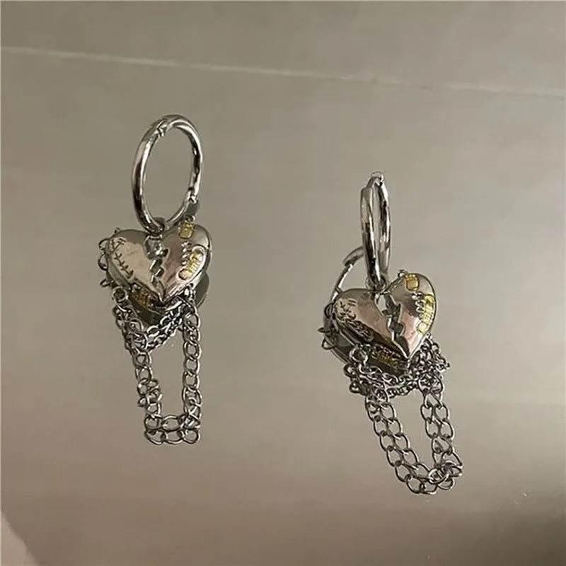 Y2K Silver Liquid Earrings – Punk Geometric Hip-Hop Jewelry for Women