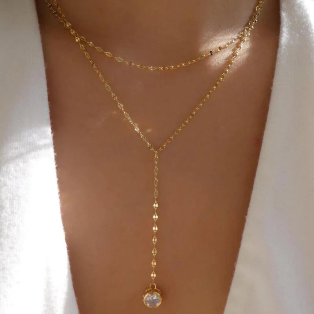 Vintage Gold Multi-Layer Crystal Necklace Set – Boho Trendy Jewelry for Women