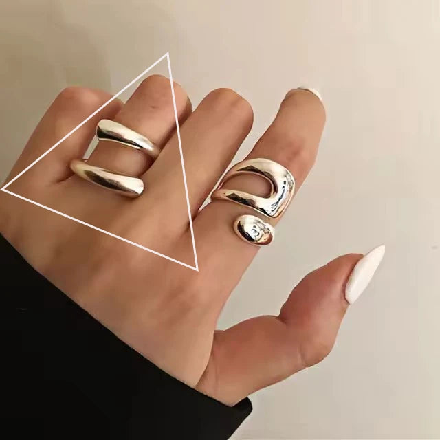 VENTFILLE 925 Silver Geometric Ring for Women